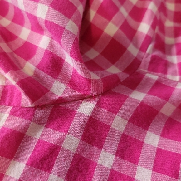 Holding Horses Gingham Ruffle Roll-tab Sleeve Button-down Shirt Size 4 Pink - Picture 8 of 13